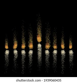 Menorah symbolische Illustration mit Kerzenlicht. Jüdische Menorah. Festival der Lichter konzeptuelles Bild. Goldenes Licht. Vektorgrafik