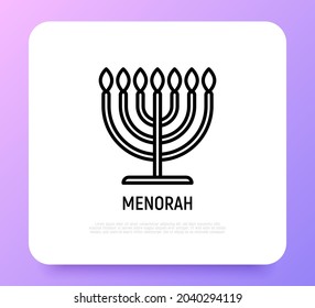 Menorah thin line icon. Modern vector illustration of candlestick.
