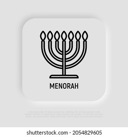 Menorah thin line icon. Modern vector illustration of candlestick.