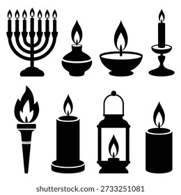 Menorah torch lantern candle flame illumination vector