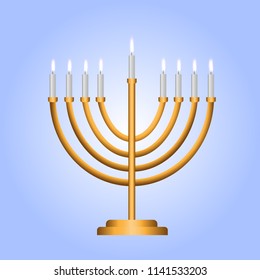 Menorah. Traditional Jewish candle. Judaism. National symbol. Vector illustration