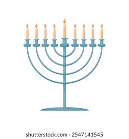 Menorá tradicional judaica vela judaísmo nacional element.Menorah ícone vetor illation.Happy Hanukkah, Festival judaico de luzes fundo para saudação concept.Isolate no fundo branco