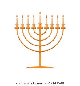 Menorá Vela judía tradicional Judaísmo Elemento nacional. Menorá icono Ilustración vectorial. Feliz Janucá, Festival judío de las luces de fondo para el concepto de saludo. Aislar en el fondo blanco