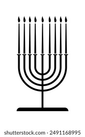 Menorah vector black and white image, happy hanukkah.