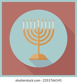 Menorah. Vector icon illustration for Hanukkah.