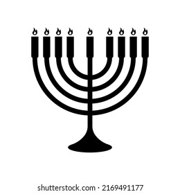 Menorah vector icon on white background. Hanukkah Menorah black icon. Symbol Judaism. Vector 10 EPS.