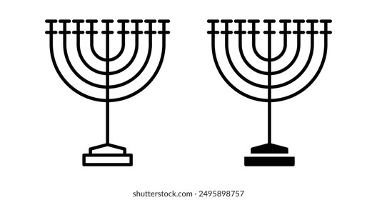 Menorah vector icon set in black color.