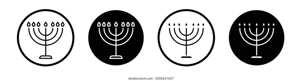 Menorah vector icon set black filled and outlined style.