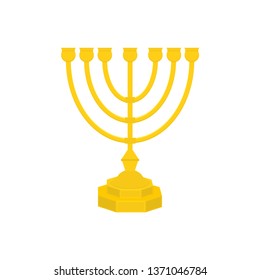 Menorah vector icon. Menorah - Traditional seven-branched Jewish candlestick for Hanukkah design. Isolated on white background. Vector illustration.