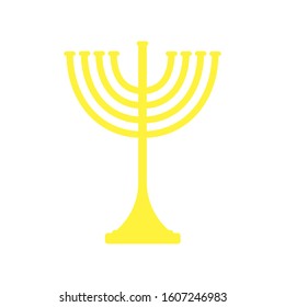 Menorah vector icon. Menorah - Traditional seven-branched Jewish candlestick for Hanukkah design. Isolated on white background. Vector illustration.