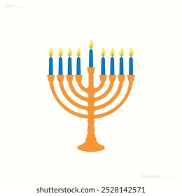 Menorah Vector Illustration, Decorative Menorah Candle Vector Image, Hanukkah Menorah candelabrum decorative vector.