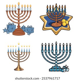 Menorah, Vektorgrafik einzeln auf weißem Hintergrund