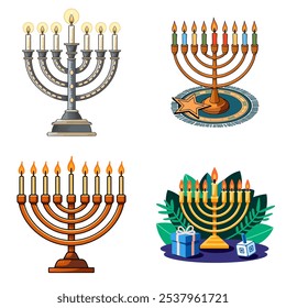 Menorah, Vektorgrafik einzeln auf weißem Hintergrund