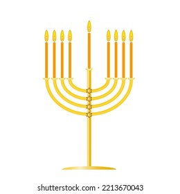 Menorah vector image happy hanukkah judaism religious holidays hebrew celebration, candelabrum with candles