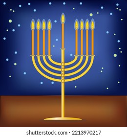 Menorah vector image happy hanukkah judaism religious holidays hebrew celebration, candelabrum with candles