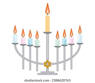 Menorah vector image happy hanukkah judaism religious holidays hebrew celebration, candelabrum with candles