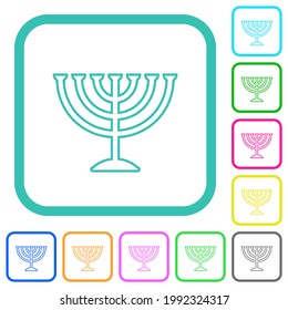 Menorah-farbige Flachsymbole auf weißem Hintergrund