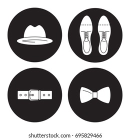 Men's accessories icons. White on a white background