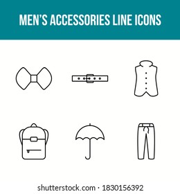 Juego de iconos de vectores para accesorios masculinos