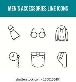 Juego de iconos de vectores para accesorios masculinos