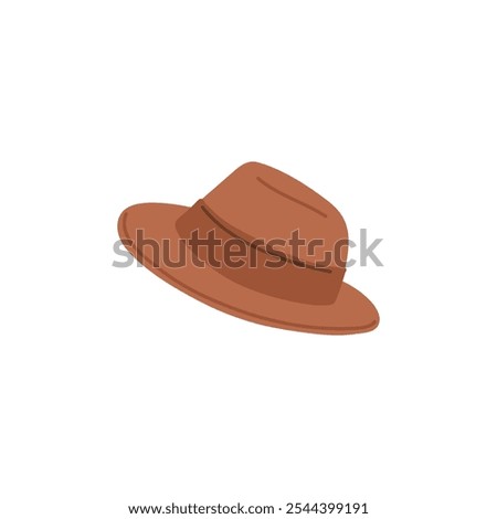 A men's accessory. Vector illustration of a large brown felt detective hat in a stylish design. Isolated on a white background, ideal as a headdress.
