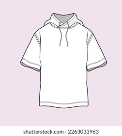 Mens active wear gym hoodie flat sketch illustration