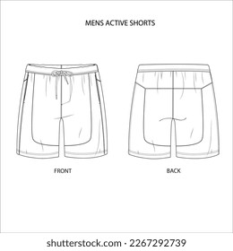 Mens Activewear Sports Shorts Front and Back 