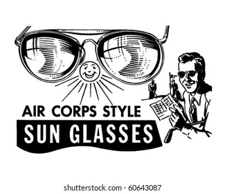 Mens Air Corps Sunglasses - Retro Clip Art