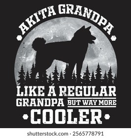 Mens Akita Grandpa Funny Moon Akita Dog Father's Day 