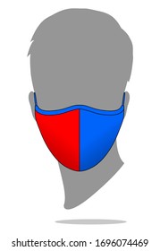 Men's Anti-Dust Face Mask Fabric Design Vector With Red/Blue Colors.