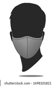 Men's Anti-Dust Gray Face Mask Fabric Vector For Running