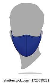 Men's Anti-Dust Navy Face Mask Fabric Vector For Running