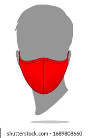 Men's Anti-Dust Red Face Mask Fabric Vector For Template.