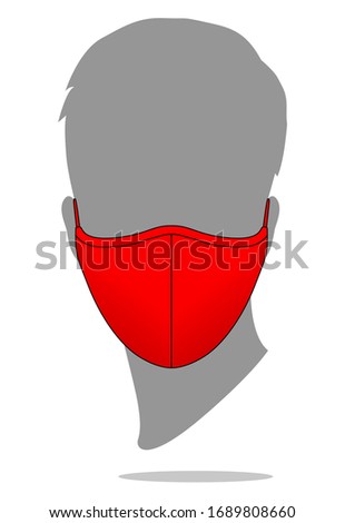 Men's Anti-Dust Red Face Mask Fabric Template on White Background, Vector File.