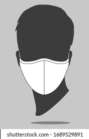 Men's Anti-Dust White Face Mask Fabric Vector For Template.