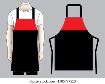 Men's Apron Design Vector 
(Black / Red)
: Top View