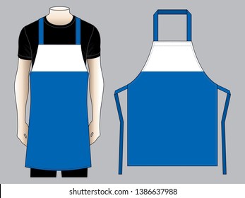 Men's Apron Design Vector 
(Blue / White)
: Top View