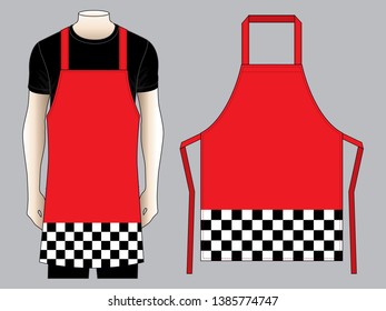 Men's Apron Design Vector 
(Checkered Pattern)
: Top View