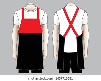 Men's Apron Vector for Template
(Black / Red)