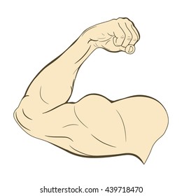 Men's arm with muscles. Biceps. Vector illustration.