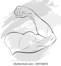 Men's arm with muscles. Biceps. Vector illustration.
