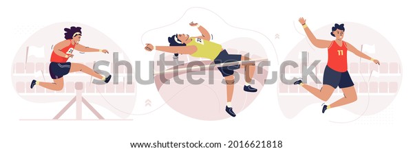 Men\'s athletic\
sports game illustration\
set
