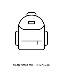 Mens Backpack Vector Icon Outline Black. EPS 10... Male City Bag Illustration.... Flat Outline Sign. Shop Online Concept. Simple Man Casual Accessory.. Apparel Store Symbol. Bag Isolated On White.