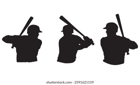 Men's Baseball Silhouette  black and white vector art