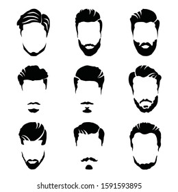 Men's Beard and Hair style Icon set for barber and hair cut logo and men fashion style - Vector.