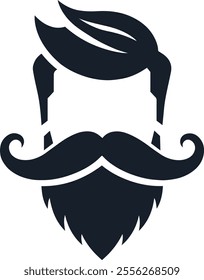 Men's beard and mustache silhouette vector icon