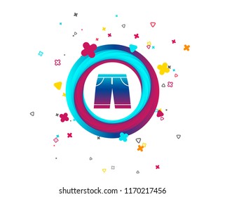 Men's Bermuda shorts sign icon. Clothing symbol. Colorful button with icon. Geometric elements. Vector