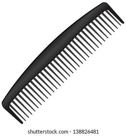 Men's black comb with a few teeth. Vector illustration.