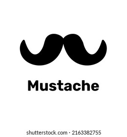 Men's black mustache on a white background with the inscription. Vector illustration in flat style