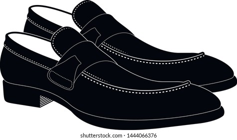 Men's black shoes- vector illustration.